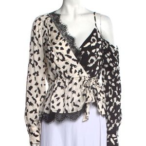 Self-Portrait size 6 black and white leopard blouse